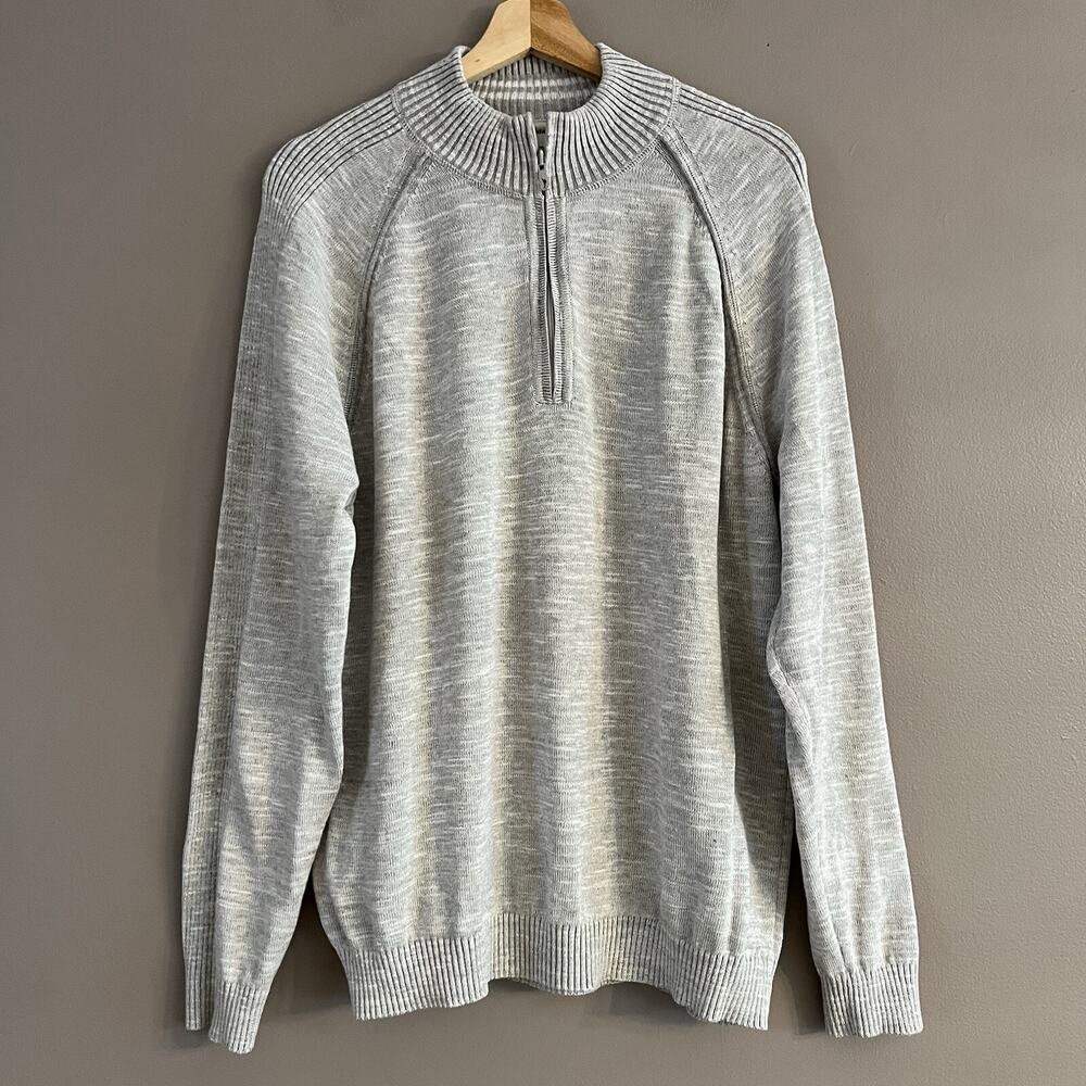 Tommy Bahama Men 1/4 Zip Reversible Pullover Sweater Long Sleeve Gray Medium*